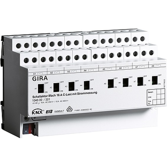 Реле InstabusKNX/EIB, 8-канальное, с ручным управлением, для емкостной нагрузки, с функцие замера то, G104600