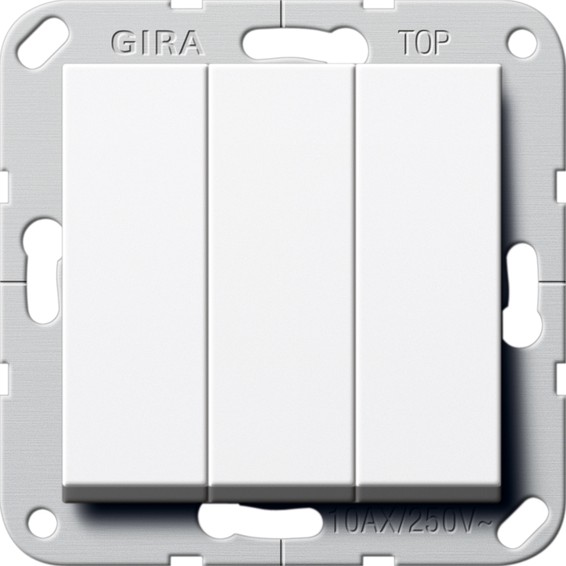 Переключатель 3-клавишный Gira SYSTEM 55, скрытый монтаж, белый глянцевый, 283203, G283203