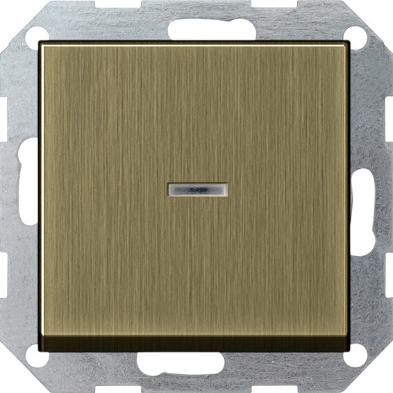 Переключатель 1-клавишный кнопочный Gira SYSTEM 55, с подсветкой, скрытый монтаж, бронза, 0136603, G0136603