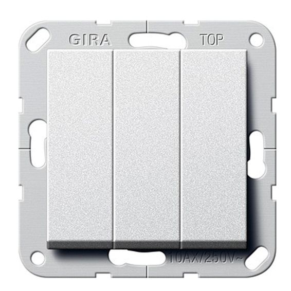 Выключатель 3-клавишный Gira SYSTEM 55, скрытый монтаж, алюминий, 283026, G283026
