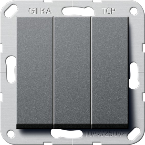 Переключатель 3-клавишный Gira SYSTEM 55, скрытый монтаж, антрацит, 283228, G283228