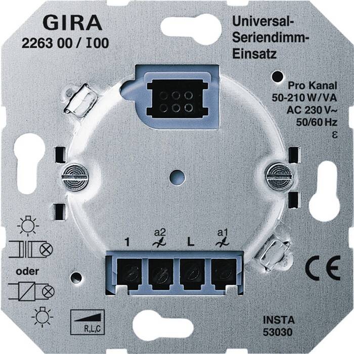 Механизм клавишного светорегулятора-переключателя Gira коллекции Gira, 440 Вт, 226300, G226300