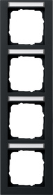 Рамка 4 поста Gira E2, вертикальная, черный матовый, 111409, G111409