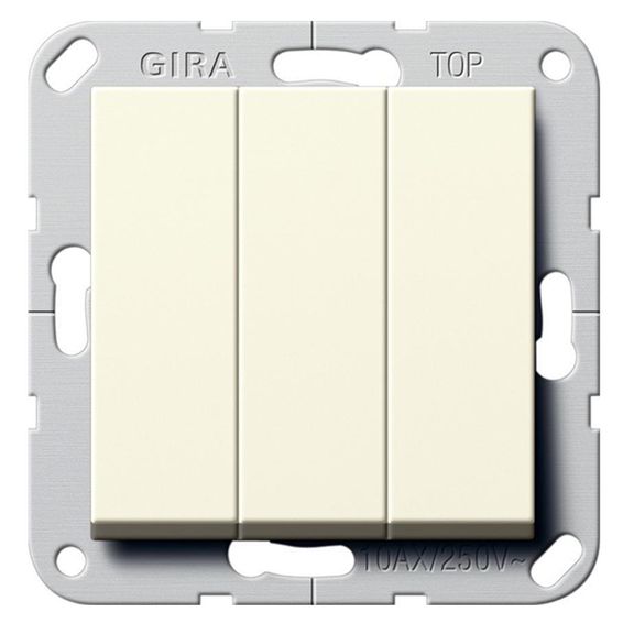 Выключатель 3-клавишный Gira SYSTEM 55, скрытый монтаж, кремовый глянцевый, 283001, G283001