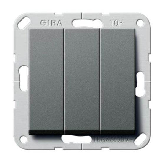 Выключатель 3-клавишный Gira SYSTEM 55, скрытый монтаж, антрацит, 283028, G283028