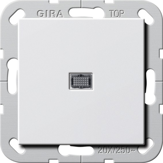 Выключатель 1-клавишный двухполюсный Gira SYSTEM 55, с подсветкой, скрытый монтаж, белый глянцевый, 283403, G283403
