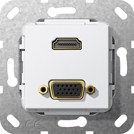 Розетка HDMI+VGA Gira SYSTEM 55, белый, 567603, G567603