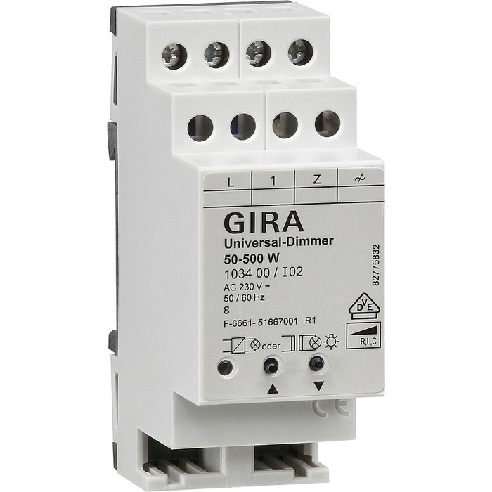 Светорегулятор-переключатель на ДИН-рейку Gira коллекции Gira, 500 Вт, 103400, G103400