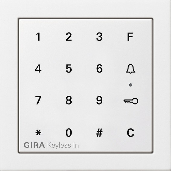 Цифровой кодовый замок Gira F100, белый глянцевый, 2605112, G2605112