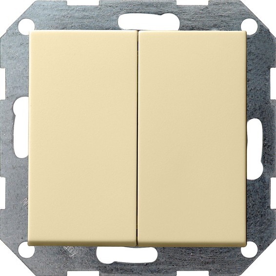 Переключатель 2-клавишный кнопочный Gira SYSTEM 55, скрытый монтаж, кремовый глянцевый, 012801, G012801