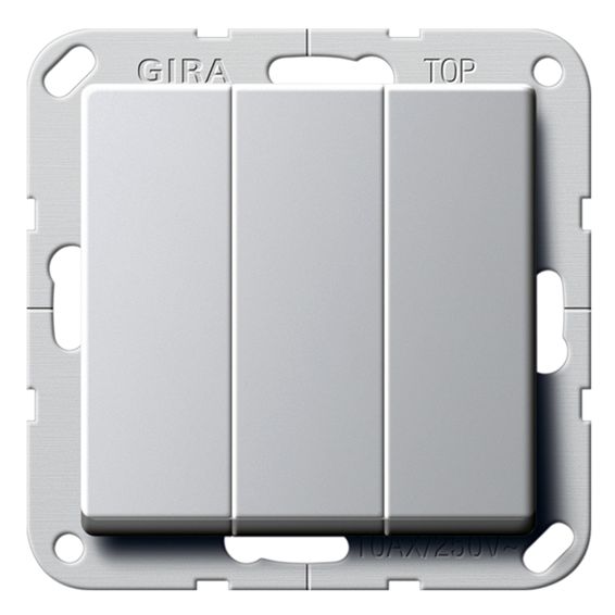 Переключатель 3-клавишный Gira E22, скрытый монтаж, алюминий, 2832203, G2832203