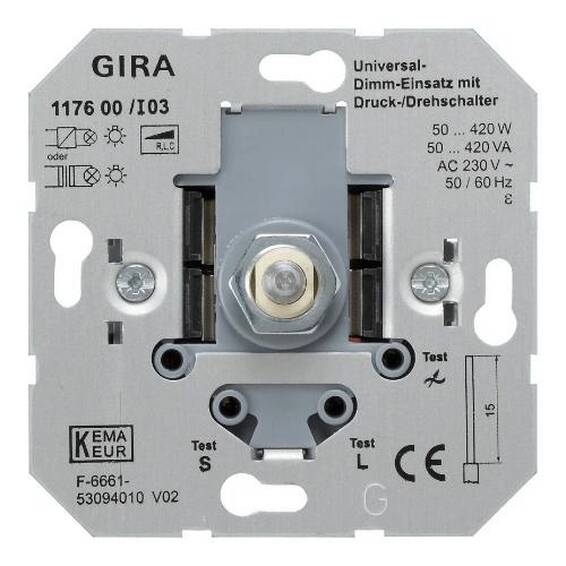 Светорегулятор поворотный Gira коллекции Gira, 420 Вт, 117600, G117600