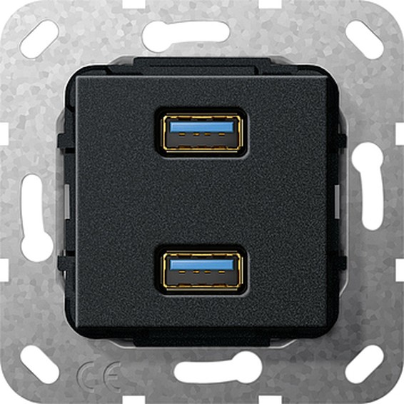 Розетка 2xUSB Gira SYSTEM 55, белый, 568510, G568510