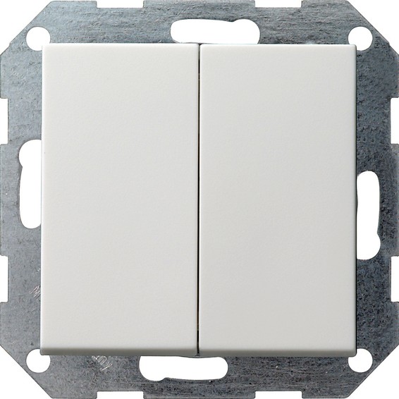 Переключатель 2-клавишный кнопочный Gira SYSTEM 55, скрытый монтаж, белый матовый, 012827, G012827