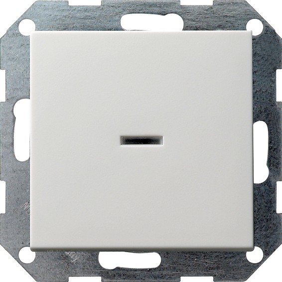 Переключатель 1-клавишный кнопочный Gira SYSTEM 55, с подсветкой, скрытый монтаж, белый матовый, 013627, G013627