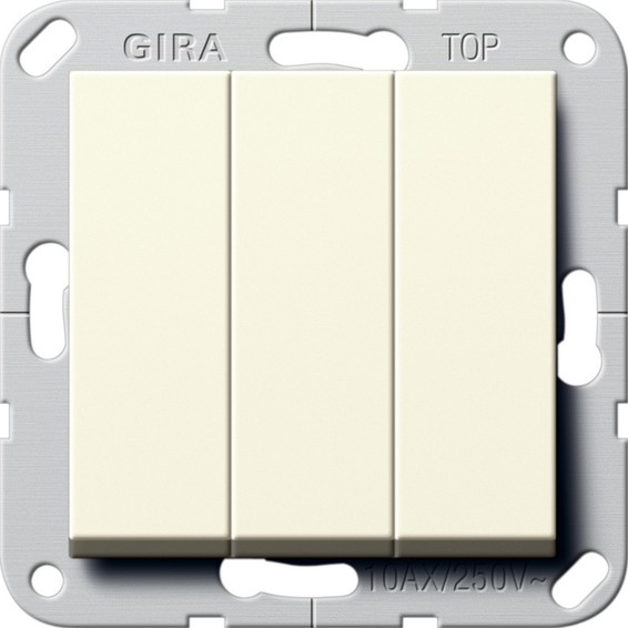 Переключатель 3-клавишный Gira SYSTEM 55, скрытый монтаж, кремовый глянцевый, 283201, G283201
