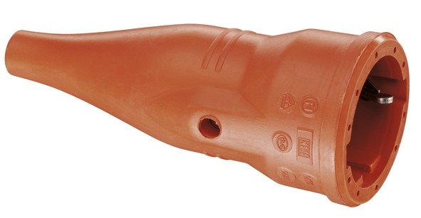 Розетка кабельная резиновая с мультизаземлением, IP44 16A 2P+E 250V, оранжевый, 1479070