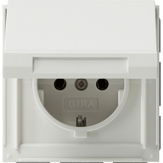 Розетка Gira TX 44, скрытый монтаж, с заземлением, с крышкой, белый, 045466, G045466
