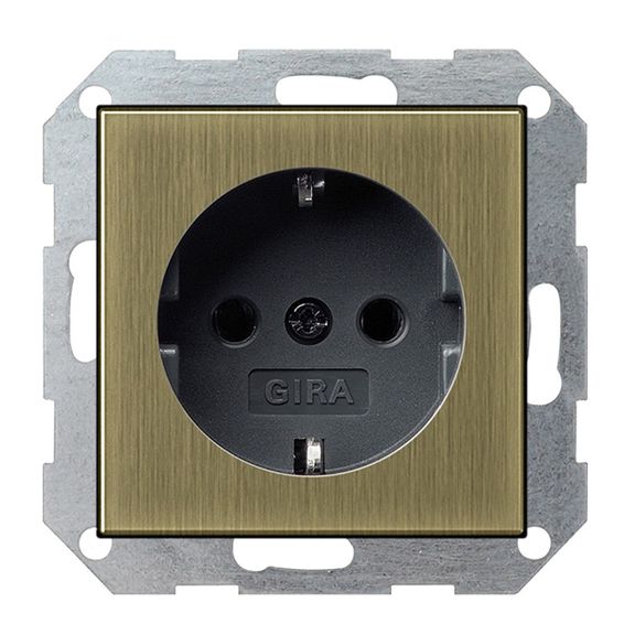 Розетка Gira SYSTEM 55, скрытый монтаж, с заземлением, бронза/антрацит, 0188603, G0188603