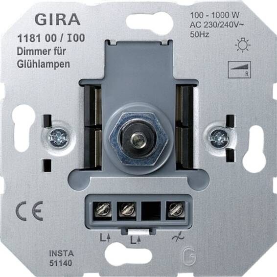 Механизм поворотного светорегулятора Gira коллекции Gira, 1000 Вт, 118100, G118100